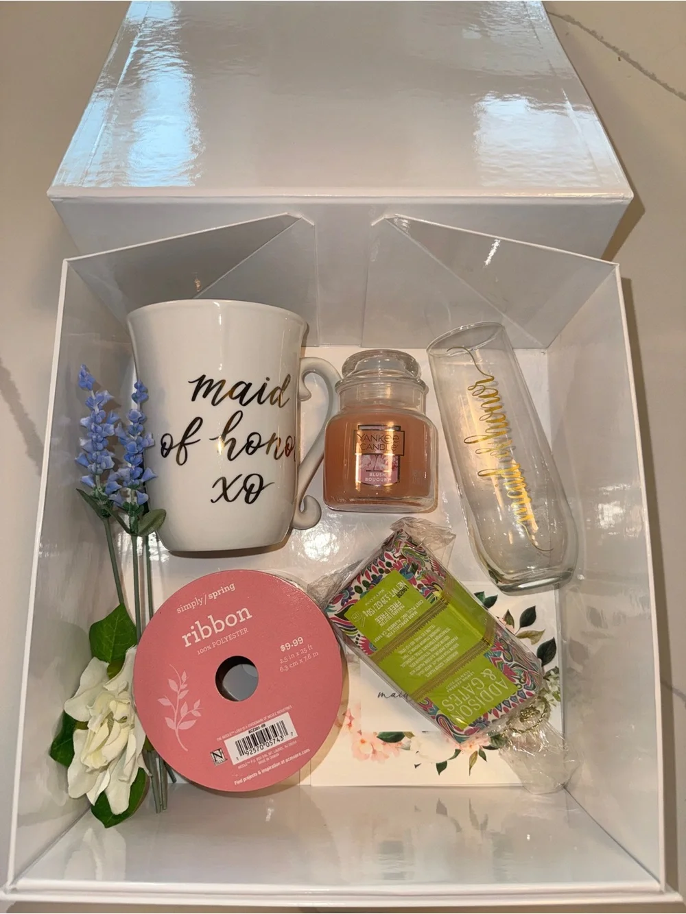 Maid of Honor Gift Set - White, Gold, Pink, Blue